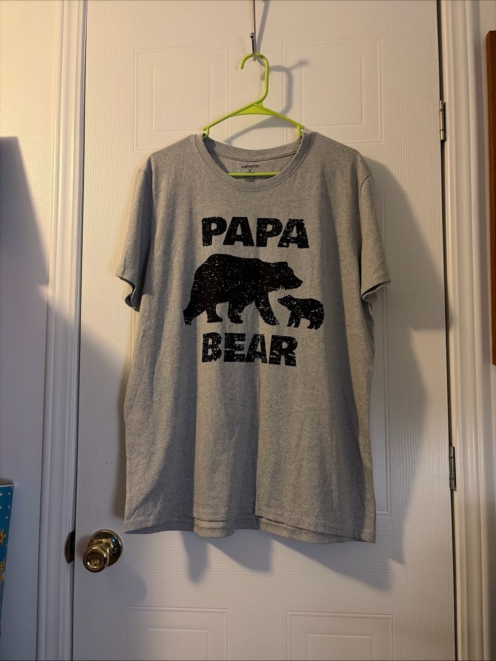 PAPA BEAR T-Shirt ~ Men’s XL Gray with Black Graphic, Chemistry Brand Cotton